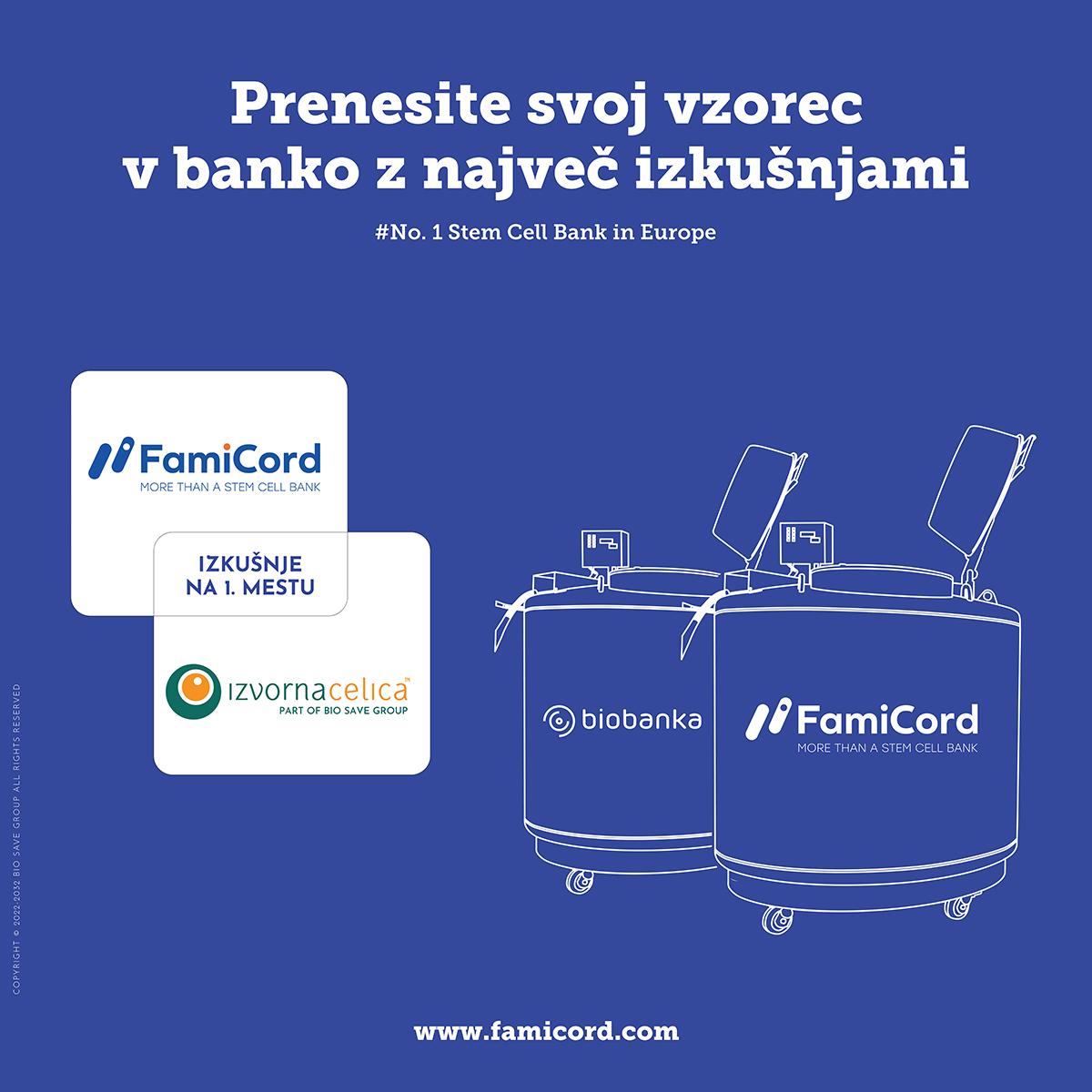 Prenesite svoj vzorec iz Biobanke v največjo banko matičnih celic v Evropi - Famicord